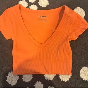 Garage Vivid Orange V-Neck Crop Top
